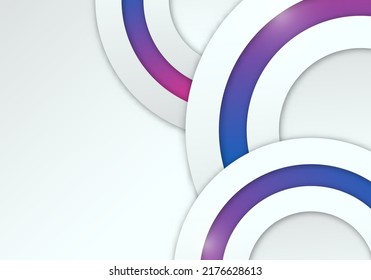 Abstrakter 3D-Circle-Frame auf weißem Hintergrund mit blauer und violetter Farbgebung