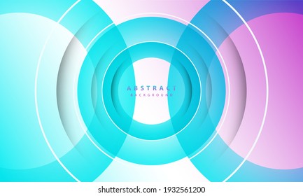 Abstract 3D circle paper cut layer gradient background blue and purple color. Elegant circle shape design.