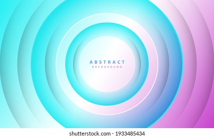 Abstract 3D circle paper cut layer gradient background blue and purple color. Elegant circle shape design.