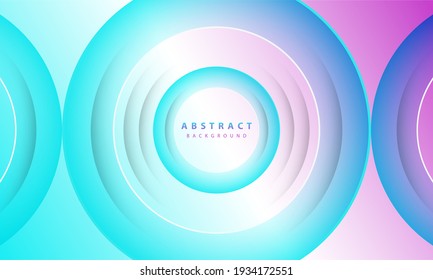 Abstract 3D circle paper cut layer gradient background blue and purple color. Elegant circle shape design.
