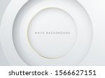 Abstract 3D circle papercut layer white background with gold line effect