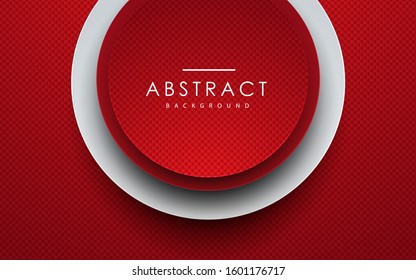 Abstract 3D circle papercut layer red background with texture effect