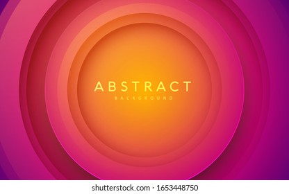 Abstract 3D Circle Papercut Layer Gradient Background Purple And Orange Color