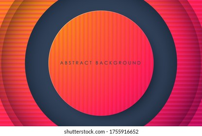 Abstract 3D circle papercut layer orange background with texture decoration