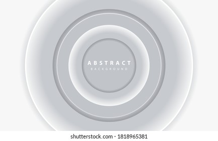 Abstract 3D circle papercut layer white background. Elegant circle shape design.