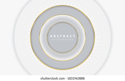 Abstract 3D circle papercut layer white background. Elegant circle shape design vector with glitter.
