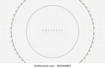 Abstract 3D circle papercut layer white background. Elegant circle shape design vector with glitter.