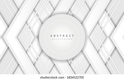 Abstract 3D circle papercut layer white background. Elegant circle shape design.