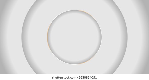 Abstract 3D circle papercut layer white background with gold line effect, vector ilustration