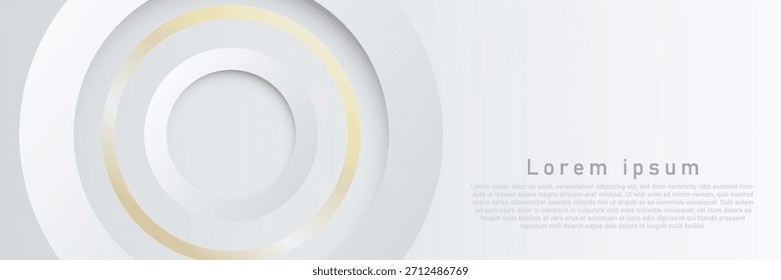 Fondo blanco Abstractas de la capa del papercut del círculo 3D con efecto de la línea del oro