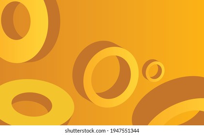 Abstract 3d circle shape on orange plastel background. Vector illustration.