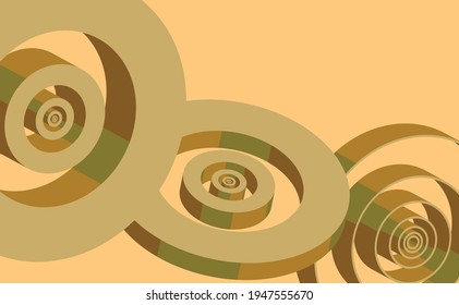 Abstract 3d circle shape on orange plastel background. Vector illustration.