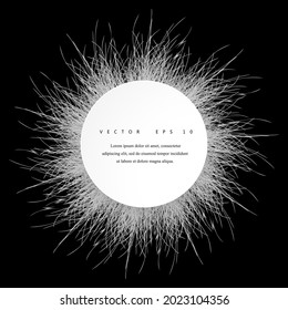 Abstract 3D circle. White and black background with fluffy effect. Vector illustration.
