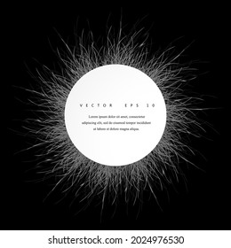 Abstract 3D circle. White and black background with fluffy effect. Vector illustration.
