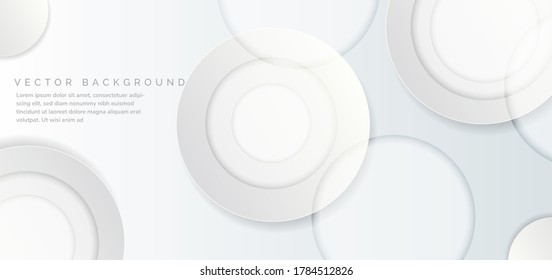 Abstract 3d circles layer white and gray on white background. You can use for ad, poster, template, business presentation. Vector illustration 