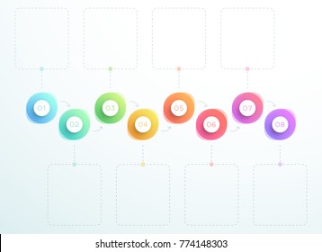 Abstract 3d Circles Number 1 to 8 Horizontal Vector