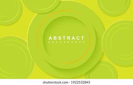 Abstract 3d Circles Vector Backgound. Green, Lemon Color, Nature. Abstract Circle Overlapping Green Gradient Background. Modern Design. Color Circles Composition, Rings. Vector Illustration EPS10.