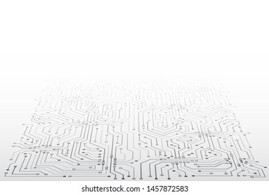 Abstract 3D circuit board. Futuristic vector illustration. High-tech technology abstract background.