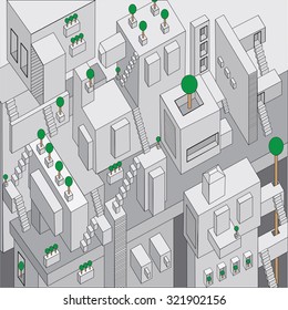 Abstract 3d city view. 
