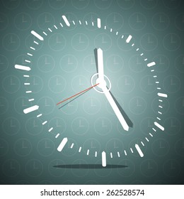 Abstract 3D Clock Face Vector Illustration on Blue Background