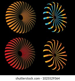 abstract 3d color donut shape made from lines vector design