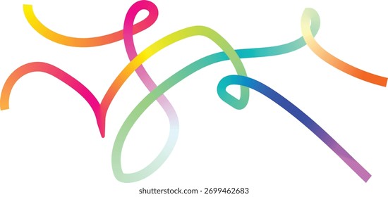 Padrão De Linhas De Cores 3D Abstratas. Plano de fundo vetorial com ondas de fita de gradiente de arco-íris