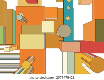 abstract 3D color model architecture structure design cover background