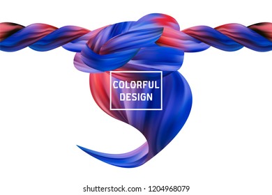 Abstract. 3D colored fluid. Twisted. Slime Bright modern vector design. Wave of colors. Acrylic. Volumetric. For  design projects.