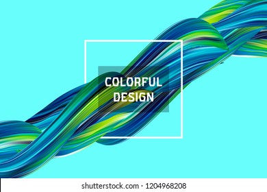 Abstract. 3D colored fluid. Twisted. Slime Bright modern vector design. Wave of colors. Acrylic. Volumetric. For  design projects.