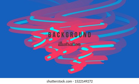 Abstract 3d colorful background. Vector illustration in denim, aqua (cyan) and radical red colors. Fluid color paths. Creative concept. Eps10.