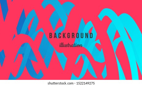 Abstract 3d colorful background. Vector illustration in radical red, denim and aqua (cyan) colors. Fluid color paths. Creative concept. Eps10.