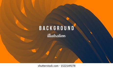 Abstract 3d colorful background. Vector illustration in oxford blue and amber colors. Fluid color paths. Creative concept. Eps10.