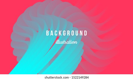 Abstract 3d colorful background. Vector illustration in radical red, aqua (cyan) colors. Fluid color paths. Creative concept. Eps10.