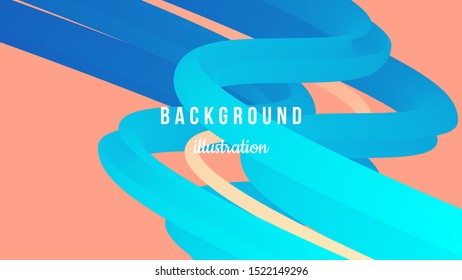 Abstract 3d colorful background. Vector illustration in vivid tangerine, denim, aqua (cyan) and blond colors. Fluid color paths. Creative concept. Eps10.
