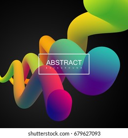 Abstract 3d colorful composition with smooth gradient shapes. Vector artistic illustration. Vibrant gradient flowing stream. Liquid color paths. Creativity concept. Visual communication poster design