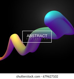 Abstract 3d colorful composition with smooth gradient shape. Vector artistic illustration. Vibrant gradient flowing stream. Liquid color path. Creativity concept. Visual communication poster design