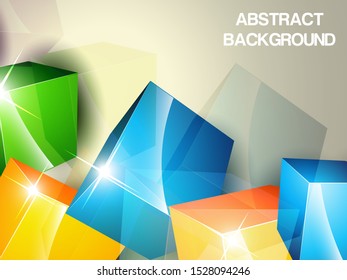 Abstract 3D colorful cubes background. Abstract background connection with geometric cubes. Science and technology.Vector 
