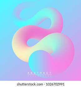 Abstract 3d colorful curved line. Vector artistic illustration. Abstract futuristic poster. Liquid background. Fluid shapes.