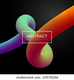 Abstract 3d colorful curved line. Vector artistic illustration. Vibrant gradient bended stream. Liquid fluid color path. Creativity concept. Visual communication poster design