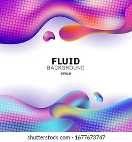 Abstract 3D colorful fluid shape with halftone on white background. Vector illustration