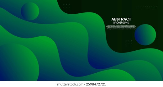 Abstract 3D colorful fluid wave green background. Liquid and modern banner background with simple pattern. Vector Eps10