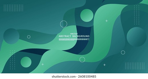 Abstract 3D colorful fluid wave green background. Bright and modern liquid banner background with simple pattern. Vector Eps10