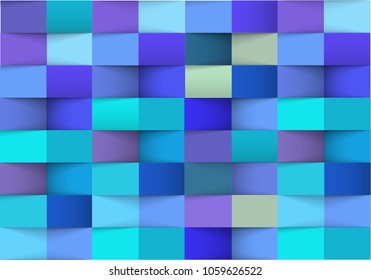 Abstract 3d colorful geometric background. Multicolored seamless texture with shadow. Origami paper style. Simple clean realistic background texture. 3D Vector interior wall panel pattern. EPS10