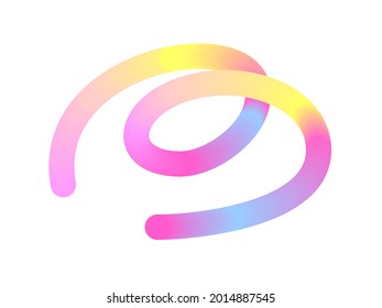 Abstract 3d colorful gradient swirled shape. Liquid holographic stream bubblegum color. Creativity design element. Vector illustration