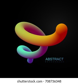 Abstract 3d colorful helix shape. Vector artistic illustration. Vibrant gradient spring. Liquid blended fluids. Color path. Creativity concept. Visual communication poster design