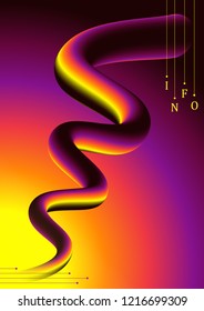 Abstract 3d colorful shape. Vibrant color gradient. Fluid color shapes background for creative design. Colorful 3d blend. Geometric style flat and 3d design elements. Fashionable abstract cover.