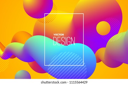 Abstract 3d colorful shapes. Vector artistic illustration. Vibrant color gradient streams or cloud. Liquid blended fluids. Colorful splash. Creativity concept. Visual communication poster design