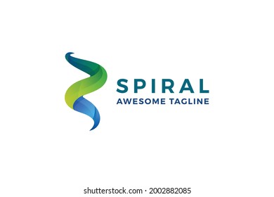 Abstract 3d colorful spiral technological business logo