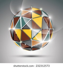 Abstract 3D colorful twinkle sphere with sparkles, metal precious stone, eps10.
