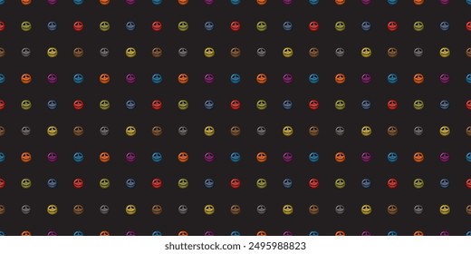 Abstract 3D colorful Voodoo Doll head seamless pattern black rectangle background graphic illustration. Halloween background template.